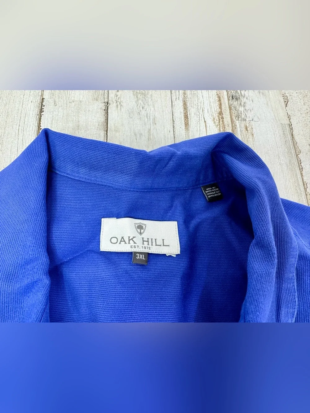 Oak Hill Mens 3XL Blue Short Sleeve Button Down Shirt Rayon Blend